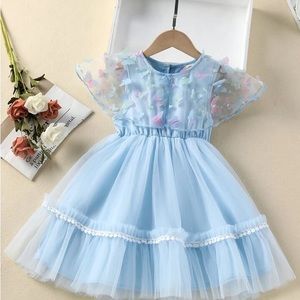 SHEIN Kids EVRYDAY Young Girl Butterfly  Lace Panel Party Dress Size 5Y